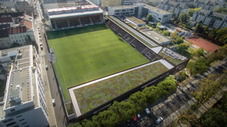 Visualisierung eines Stadions von innen mit Tribnen