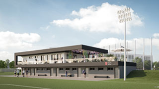 Visualisierung eines Gebudes am Sportplatz