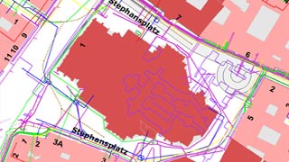 Auszug aus dem digitaler Zentraler Leitungskataster im Bereich Stephansplatz